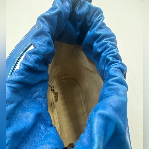 Auth Old Gucci Vintage Blue White Mini Supreme PVC Small Bucket Bag Cinch - Picture 14 of 16